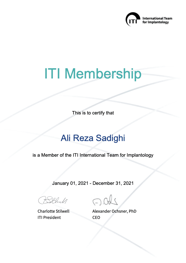 Dr. Alireza Sadighi certificate number 5